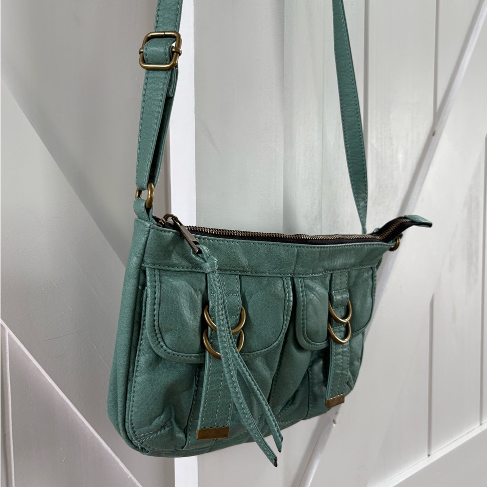 Arizona Jean Company Mint Faux Leather Crossbody Purse - Picture 2 of 5